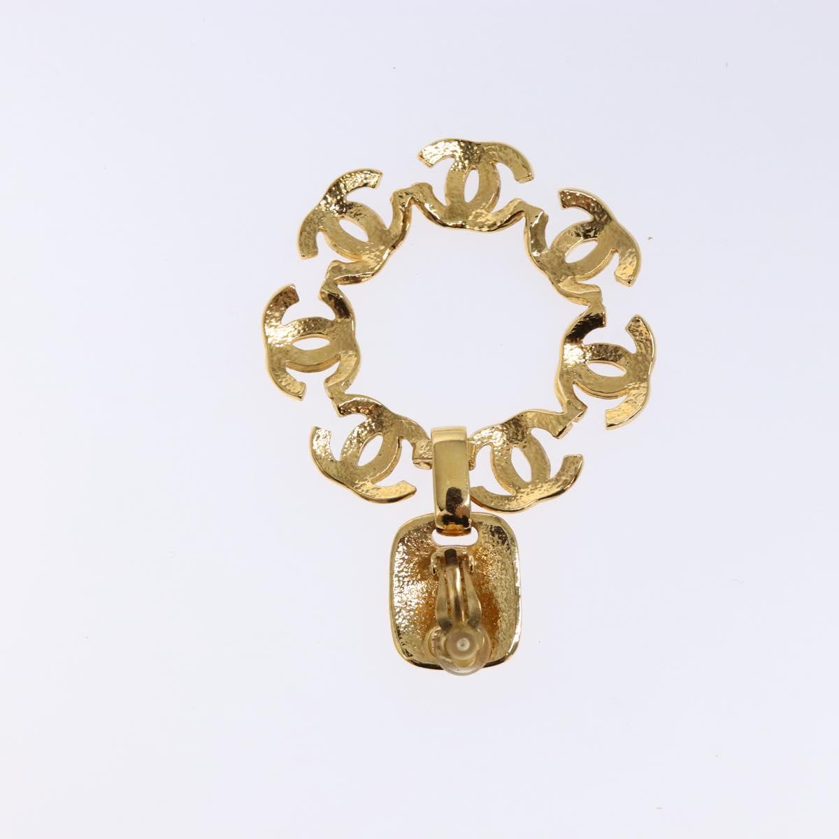 CHANEL COCO Mark Earring Metal Gold CC Auth 135951SAV