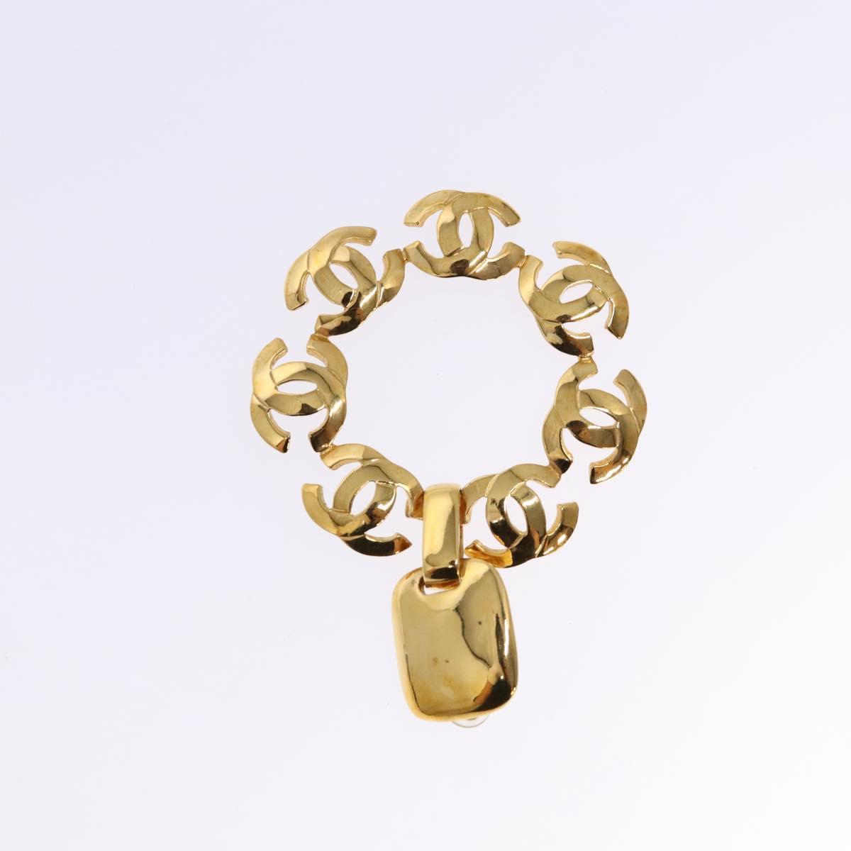 CHANEL COCO Mark Earring Metal Gold CC Auth 135951SAV