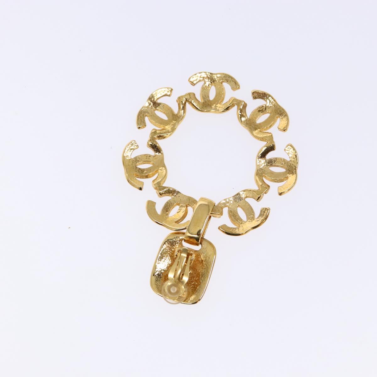 CHANEL COCO Mark Earring Metal Gold CC Auth 135951SAV