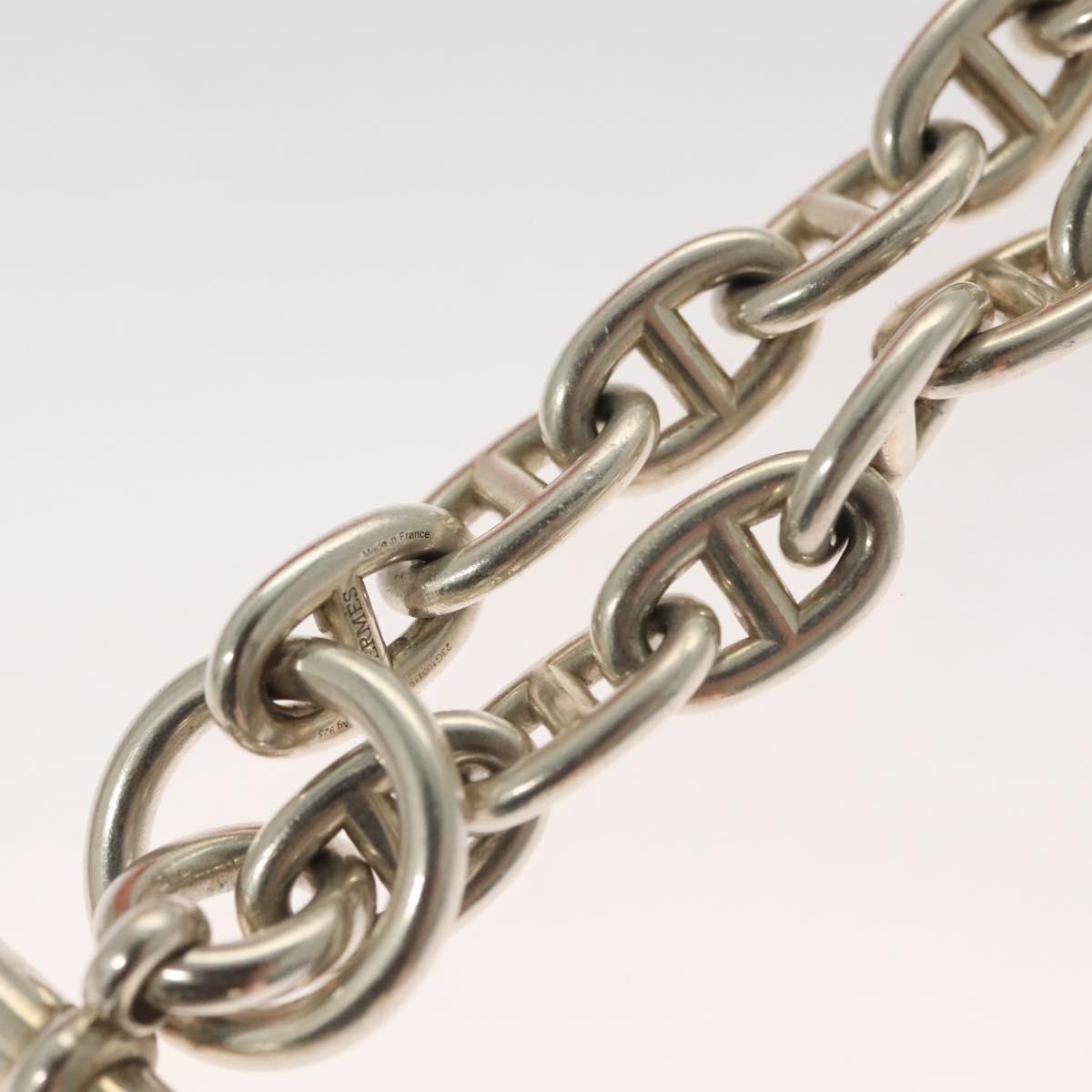 HERMES Chene Dunkle MM Bracelet Ag925 17 Links Silver Auth 135953SM