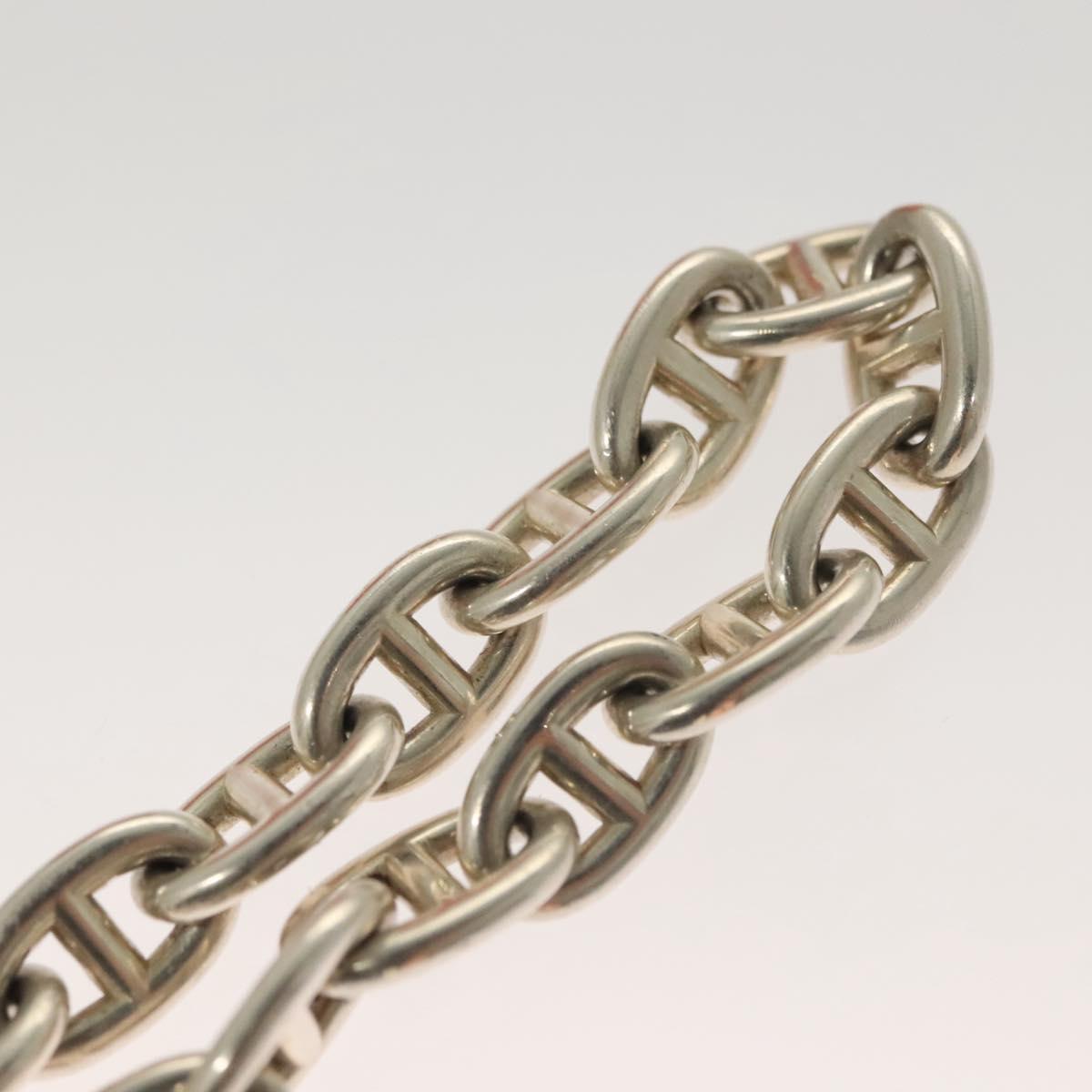 HERMES Chene Dunkle MM Bracelet Ag925 17 Links Silver Auth 135953SM