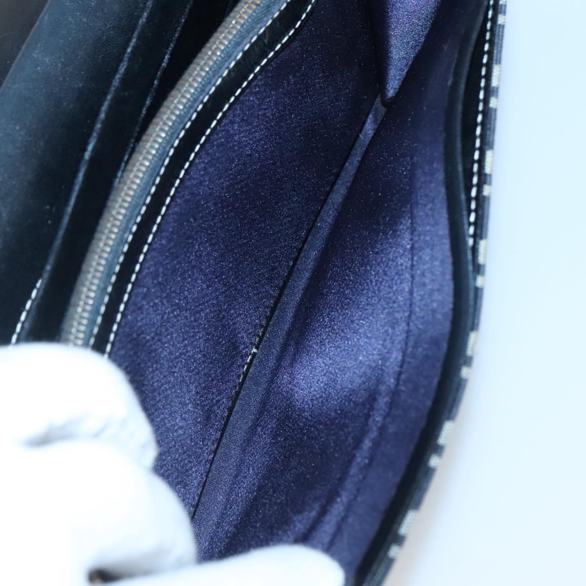 FENDI Zucchino Canvas Long Wallet Navy Silver Auth 135967