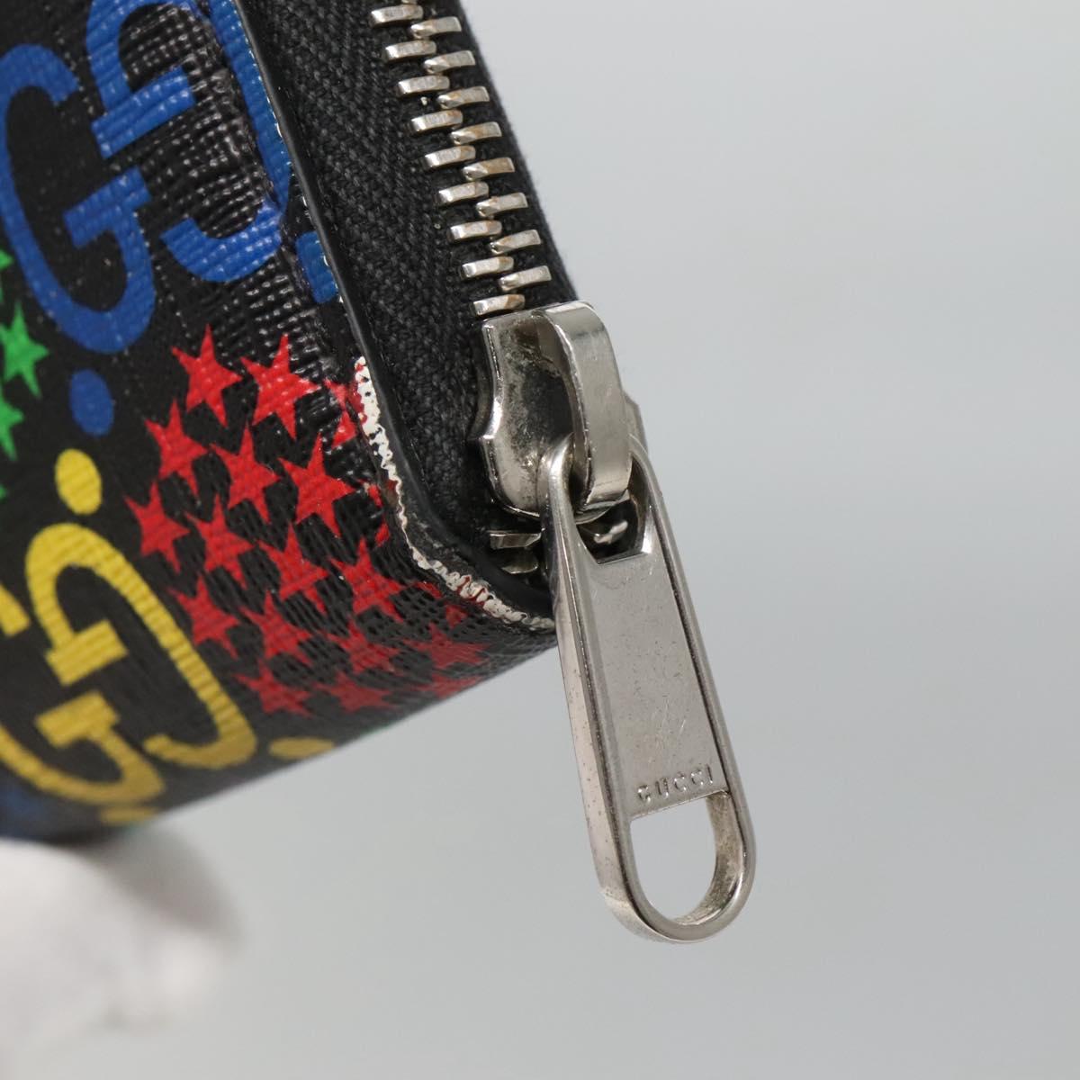 GUCCI GG Psychedelic Compact Wallet Black Silver 601095 Auth 135969