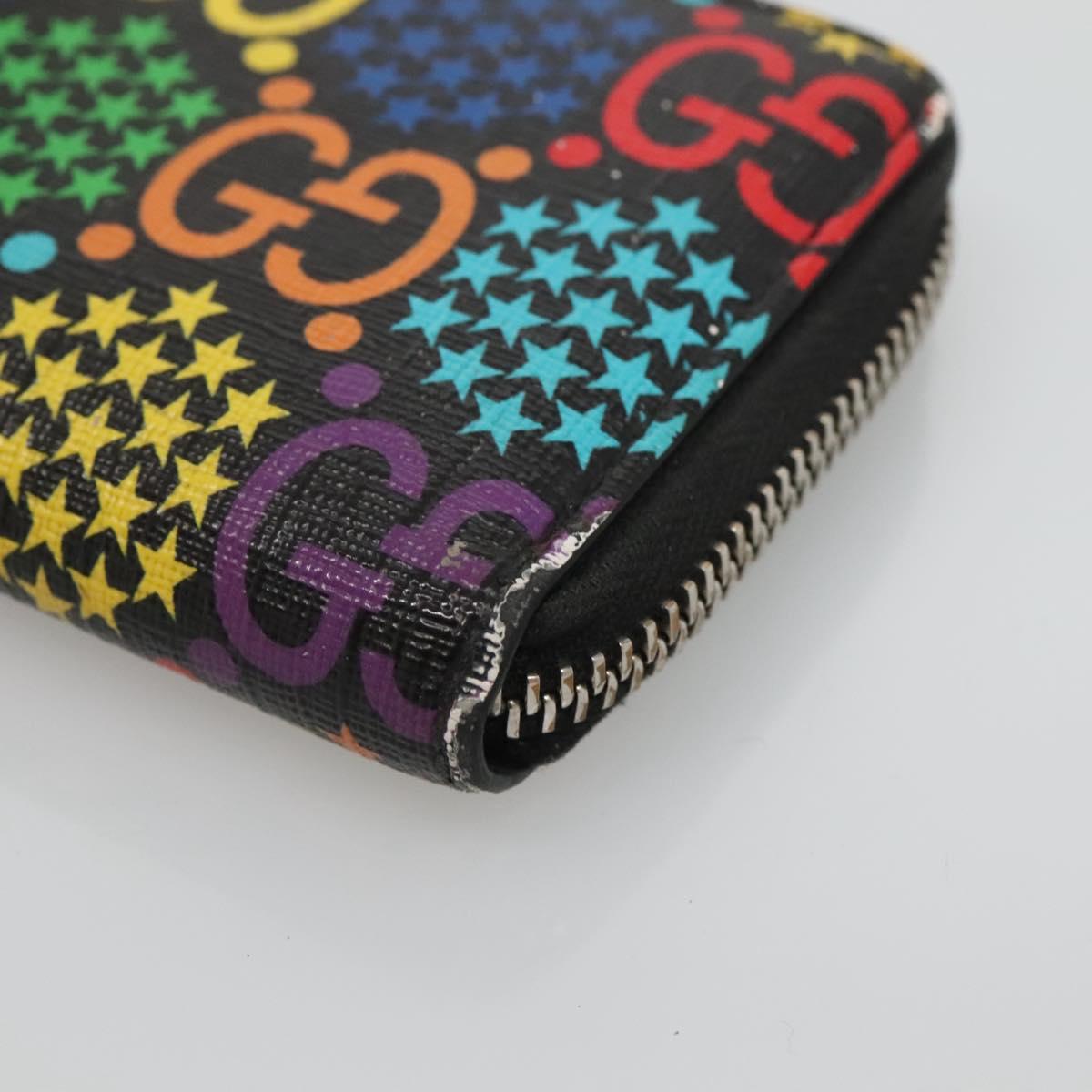 GUCCI GG Psychedelic Compact Wallet Black Silver 601095 Auth 135969