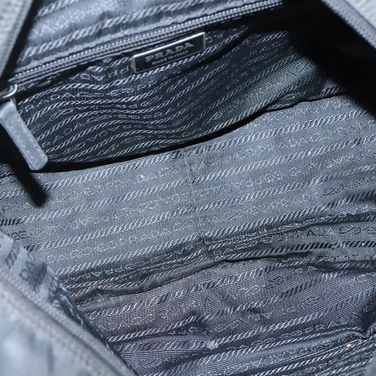 PRADA Shoulder Bag Nylon Black Silver Auth 135983