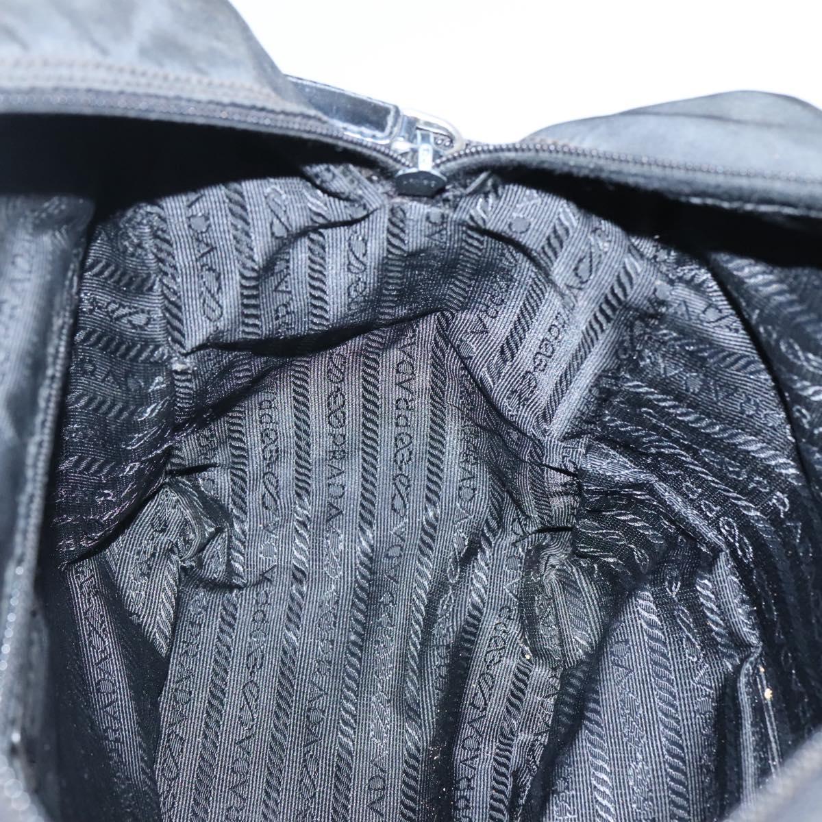 PRADA Shoulder Bag Nylon Black Silver Auth 135983