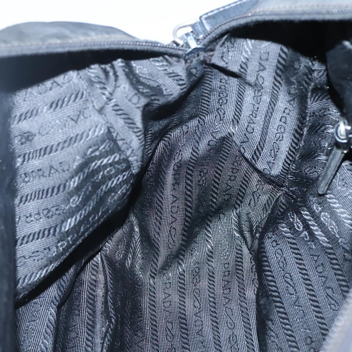 PRADA Shoulder Bag Nylon Black Silver Auth 135983