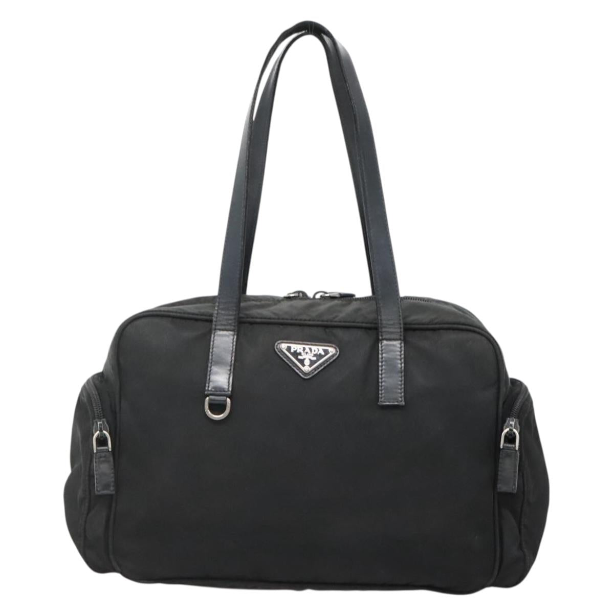 PRADA Shoulder Bag Nylon Black Silver Auth 135983