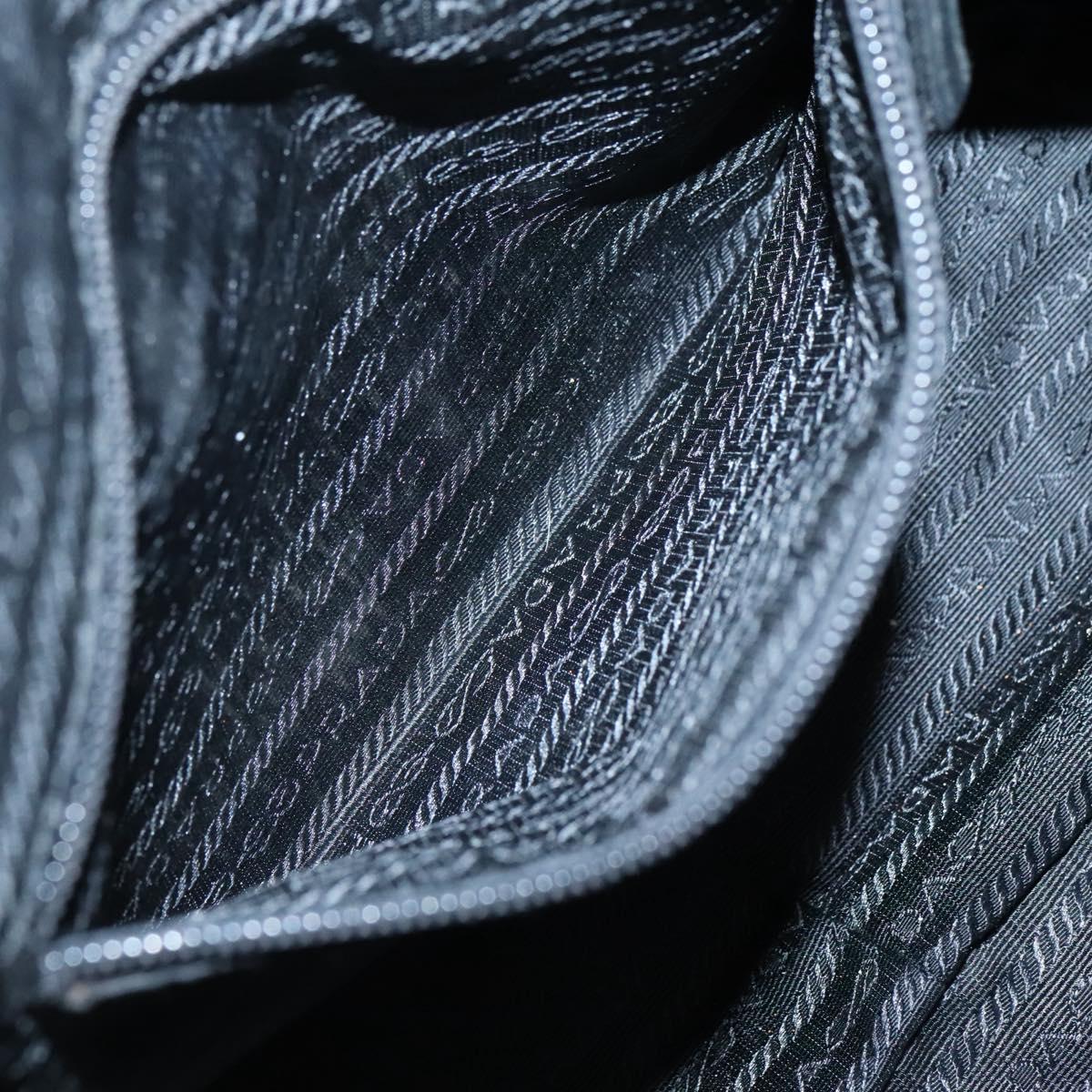 PRADA Shoulder Bag Nylon Black Silver Auth 135983