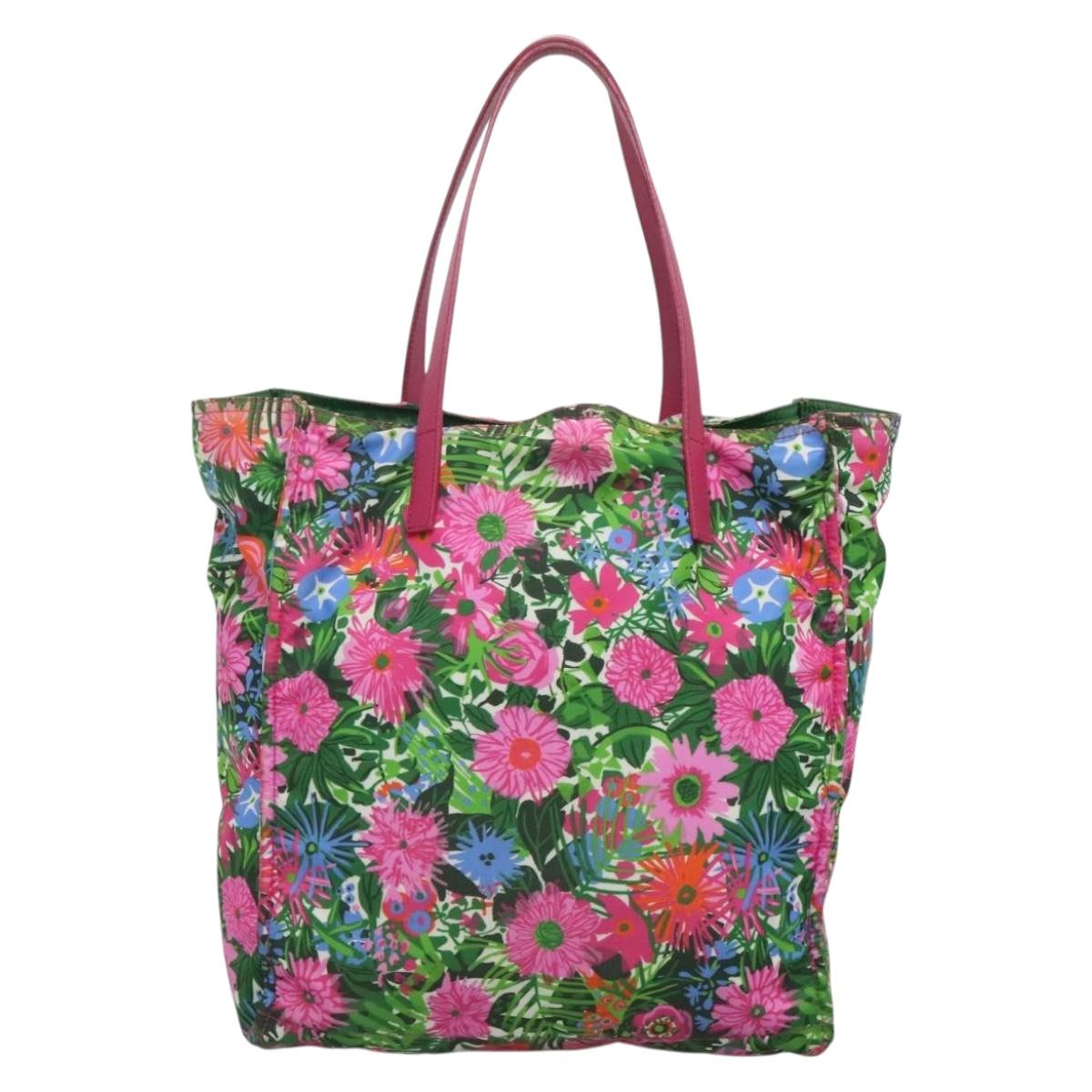 PRADA Tote Bag Nylon Multicolor Silver Auth 135984