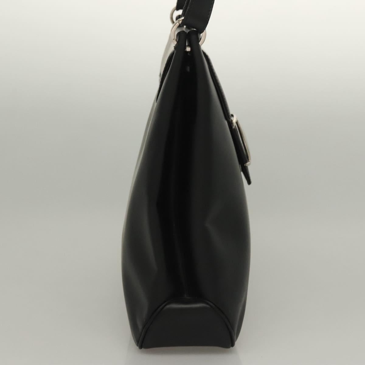 Salvatore Ferragamo Vala Shoulder Bag Enamel Black Gold Auth 135986