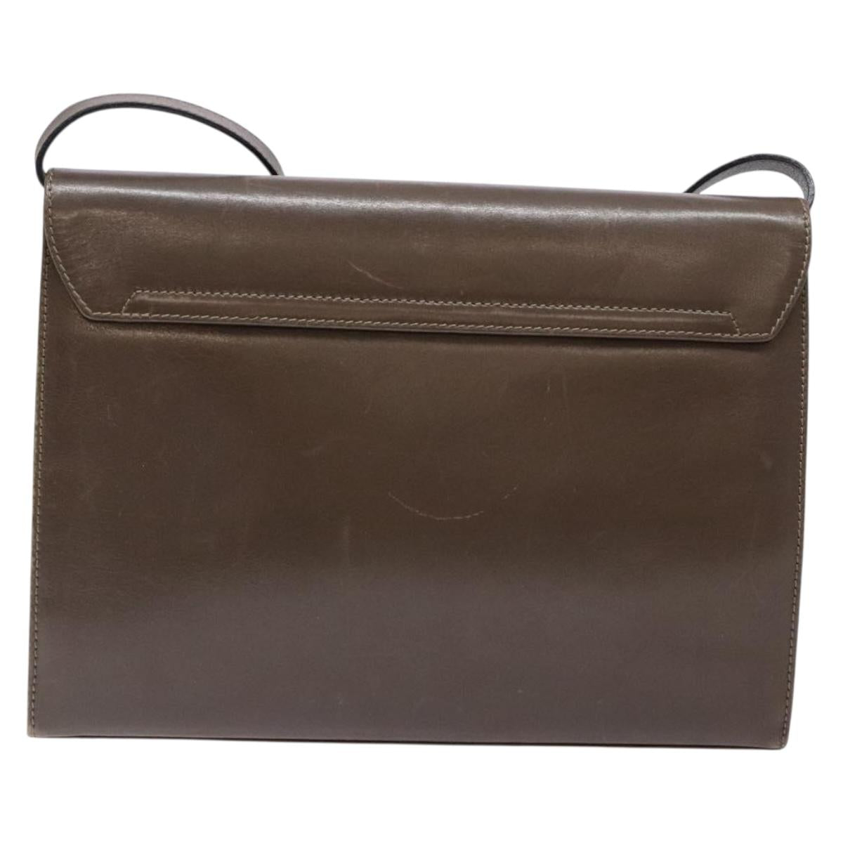 Salvatore Ferragamo Gancini Shoulder Bag Leather Brown Silver Auth 135987