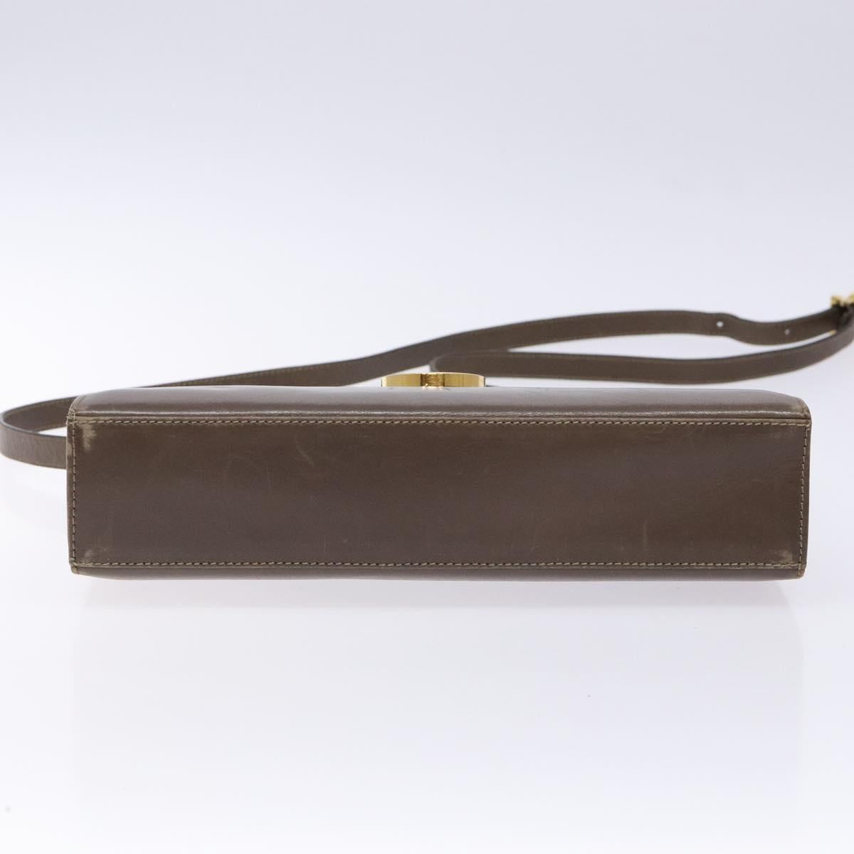 Salvatore Ferragamo Gancini Shoulder Bag Leather Brown Silver Auth 135987