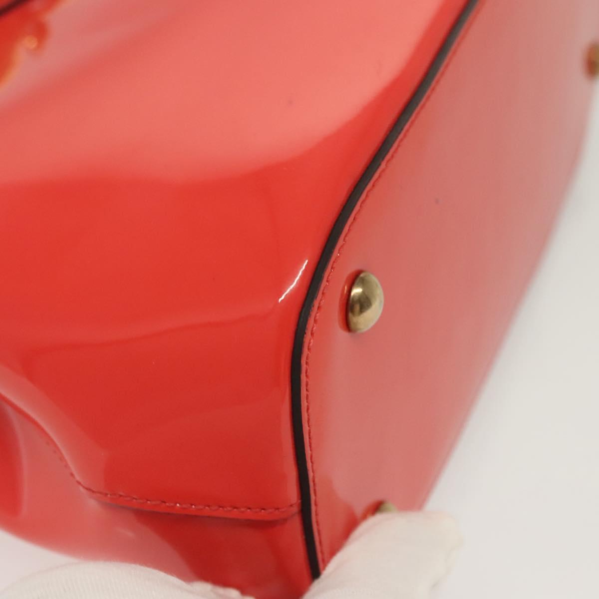 GUCCI Hand Bag Enamel 2way Red Gold 371925 Auth 135992