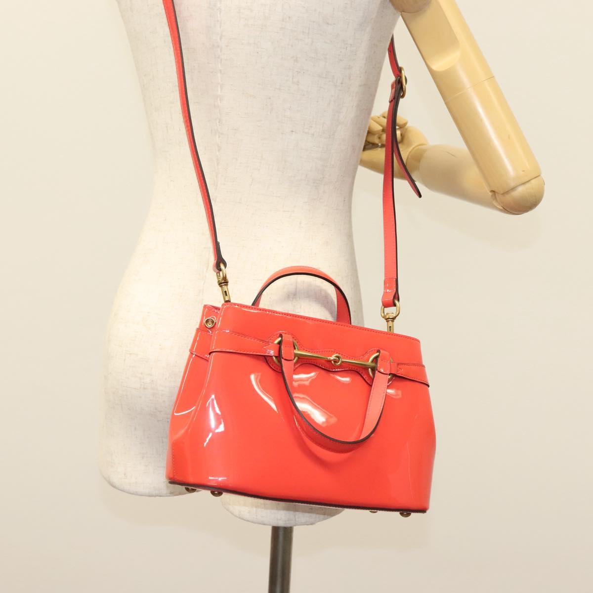 GUCCI Hand Bag Enamel 2way Red Gold 371925 Auth 135992