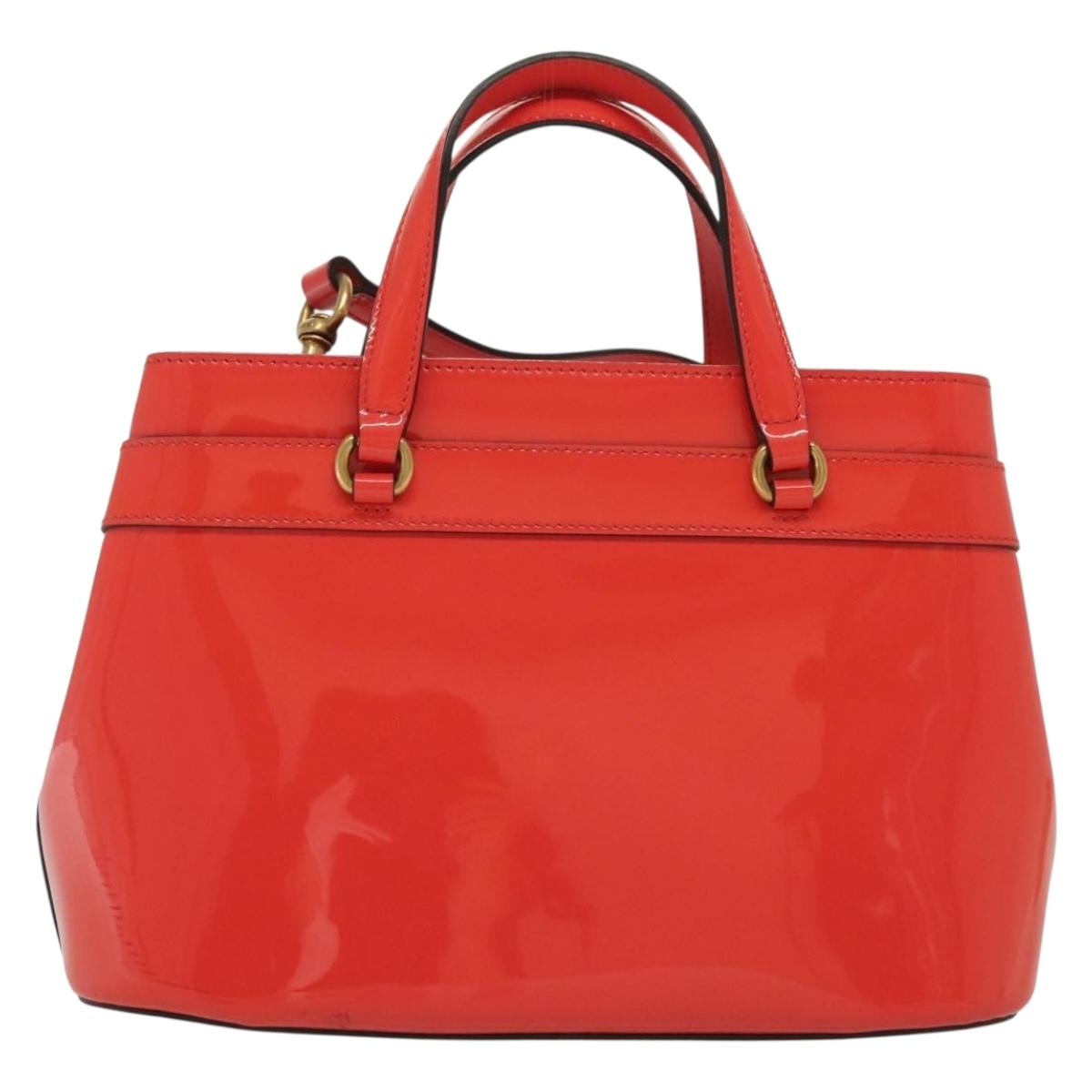 GUCCI Hand Bag Enamel 2way Red Gold 371925 Auth 135992
