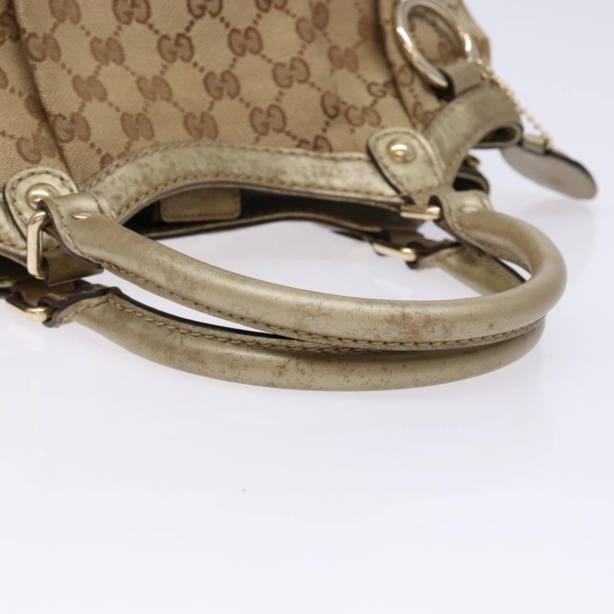 GUCCI GG Canvas Hand Bag Beige Gold 211944 Auth 135993