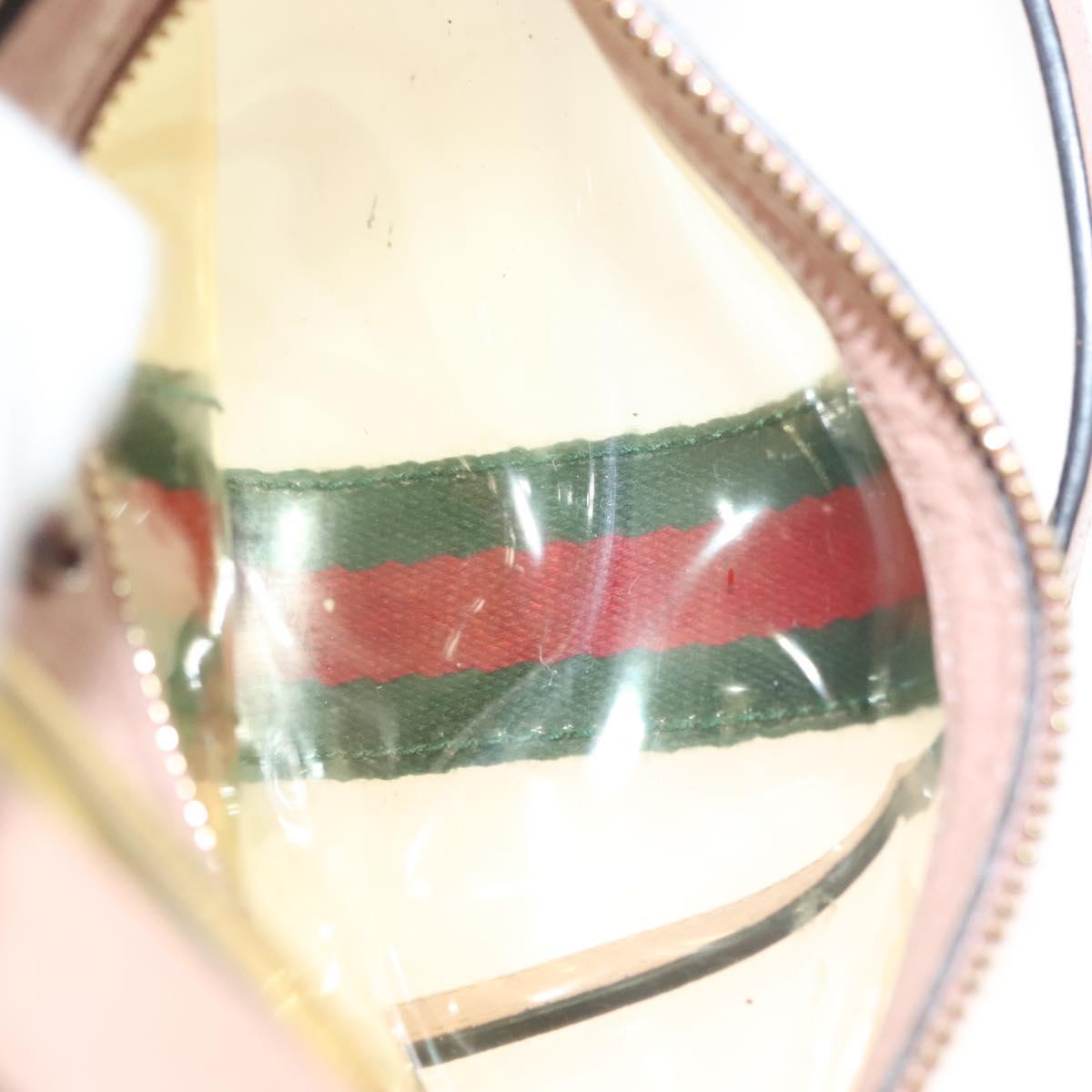GUCCI Web Sherry Line Shoulder Bag Vinyl Clear Red Green 517350 Auth 135994