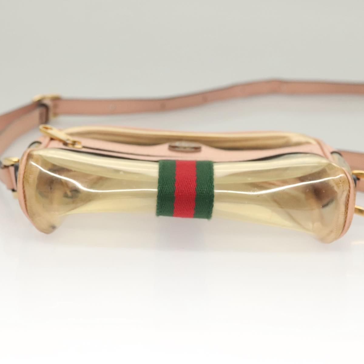 GUCCI Web Sherry Line Shoulder Bag Vinyl Clear Red Green 517350 Auth 135994