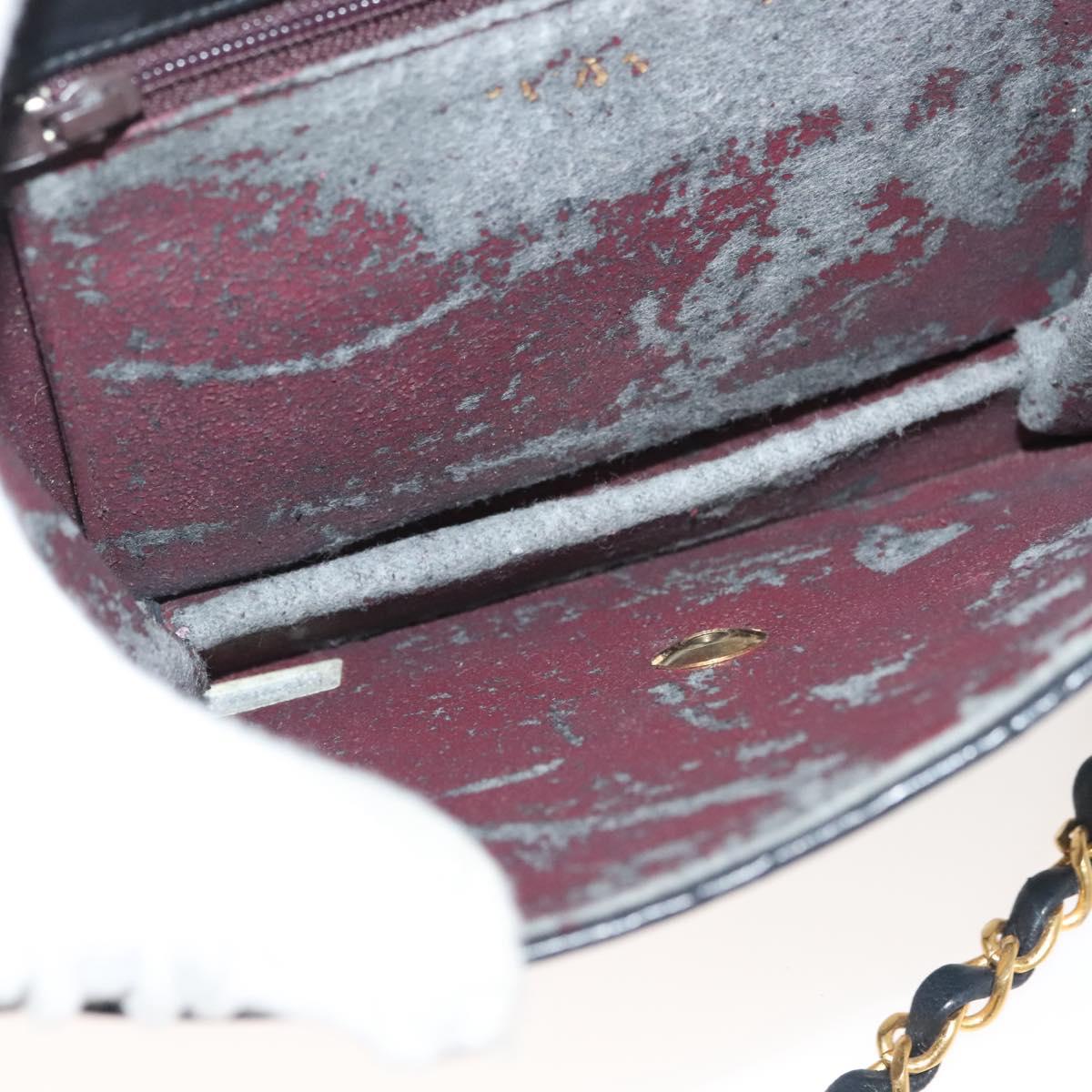 CHANEL Matelasse Chain Shoulder Bag Lamb Skin Black Gold CC Auth 136000