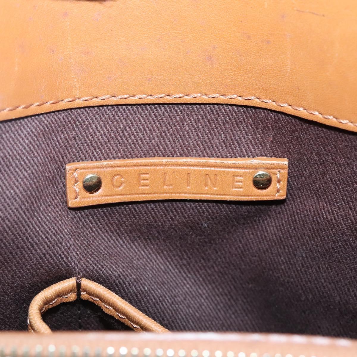 CELINE Tote Bag Canvas Leather Beige Brown gold Auth 136020