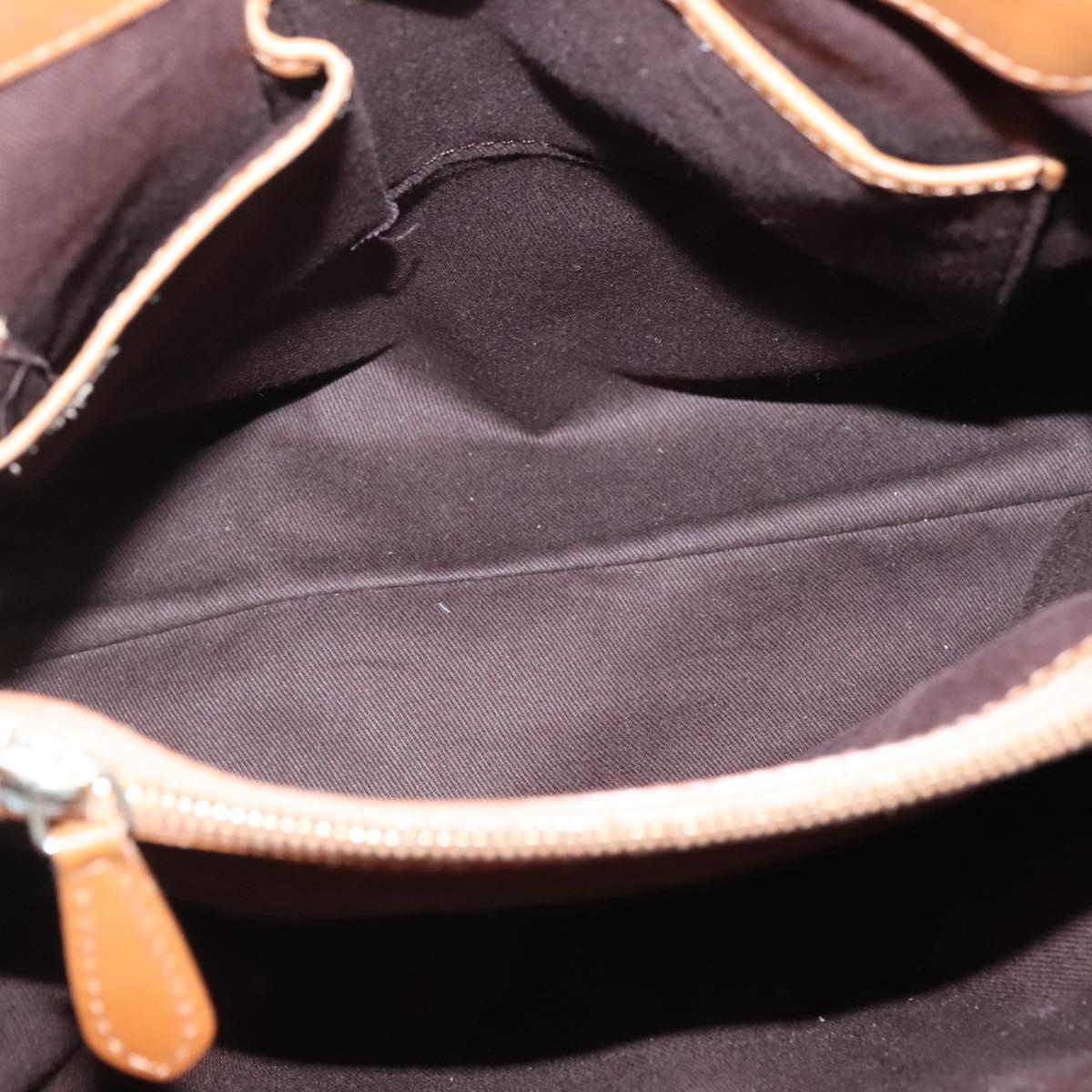 CELINE Tote Bag Canvas Leather Beige Brown gold Auth 136020