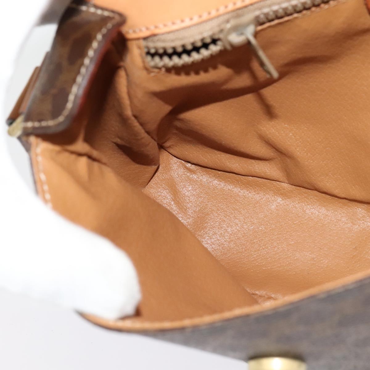 CELINE Macadam Canvas Shoulder Bag PVC Brown Gold Auth 136046