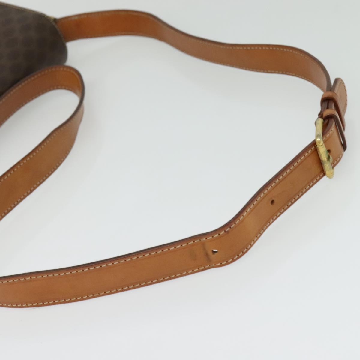 CELINE Macadam Canvas Shoulder Bag PVC Brown Gold Auth 136046