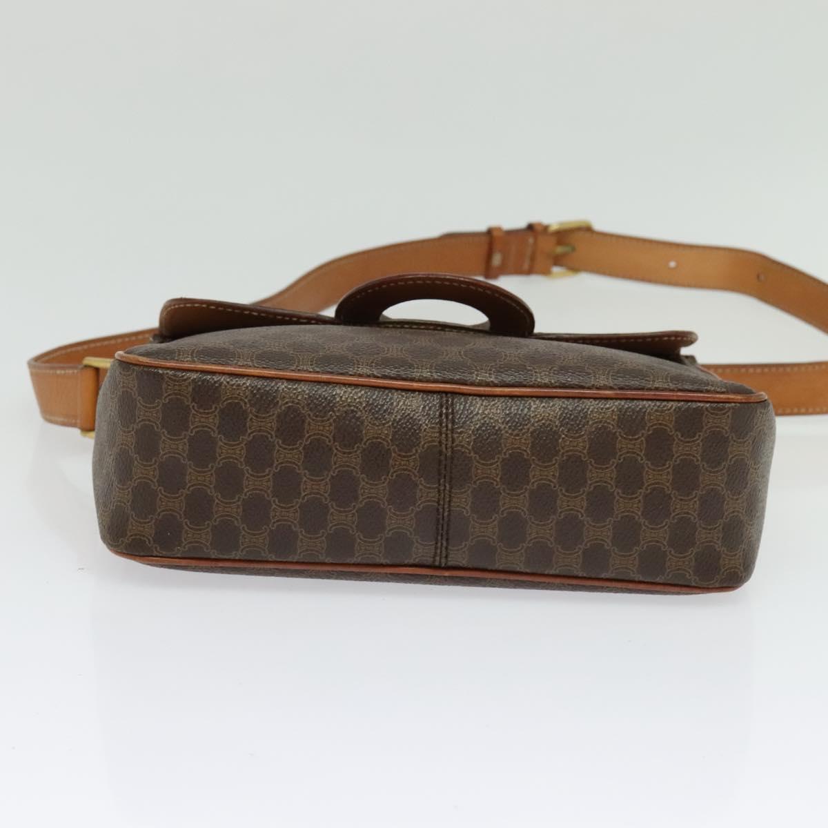 CELINE Macadam Canvas Shoulder Bag PVC Brown Gold Auth 136046