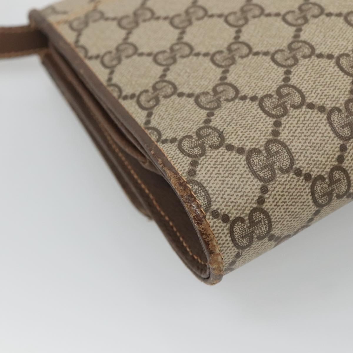 GUCCI GG Supreme Web Sherry Line Bag PVC Beige Gold 904 02 050 Auth 136049