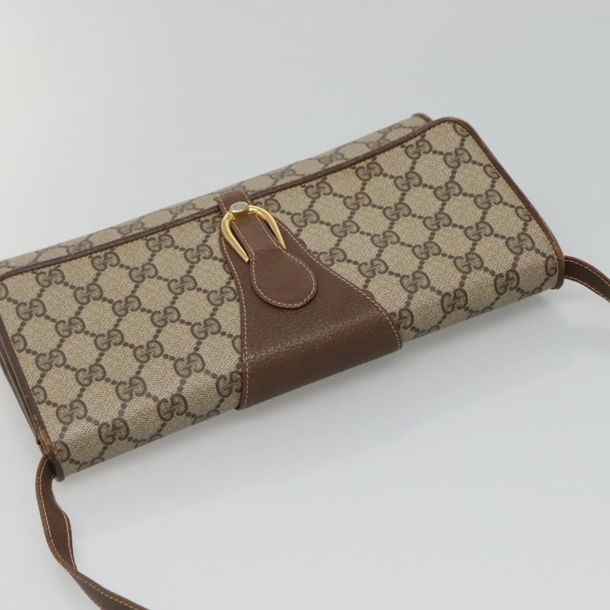 GUCCI GG Supreme Web Sherry Line Bag PVC Beige Gold 904 02 050 Auth 136049