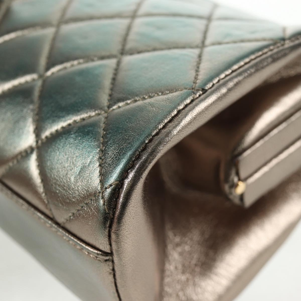 CHANEL Matelasse Chain Shoulder Bag Leather Green CC Auth 136053SAV