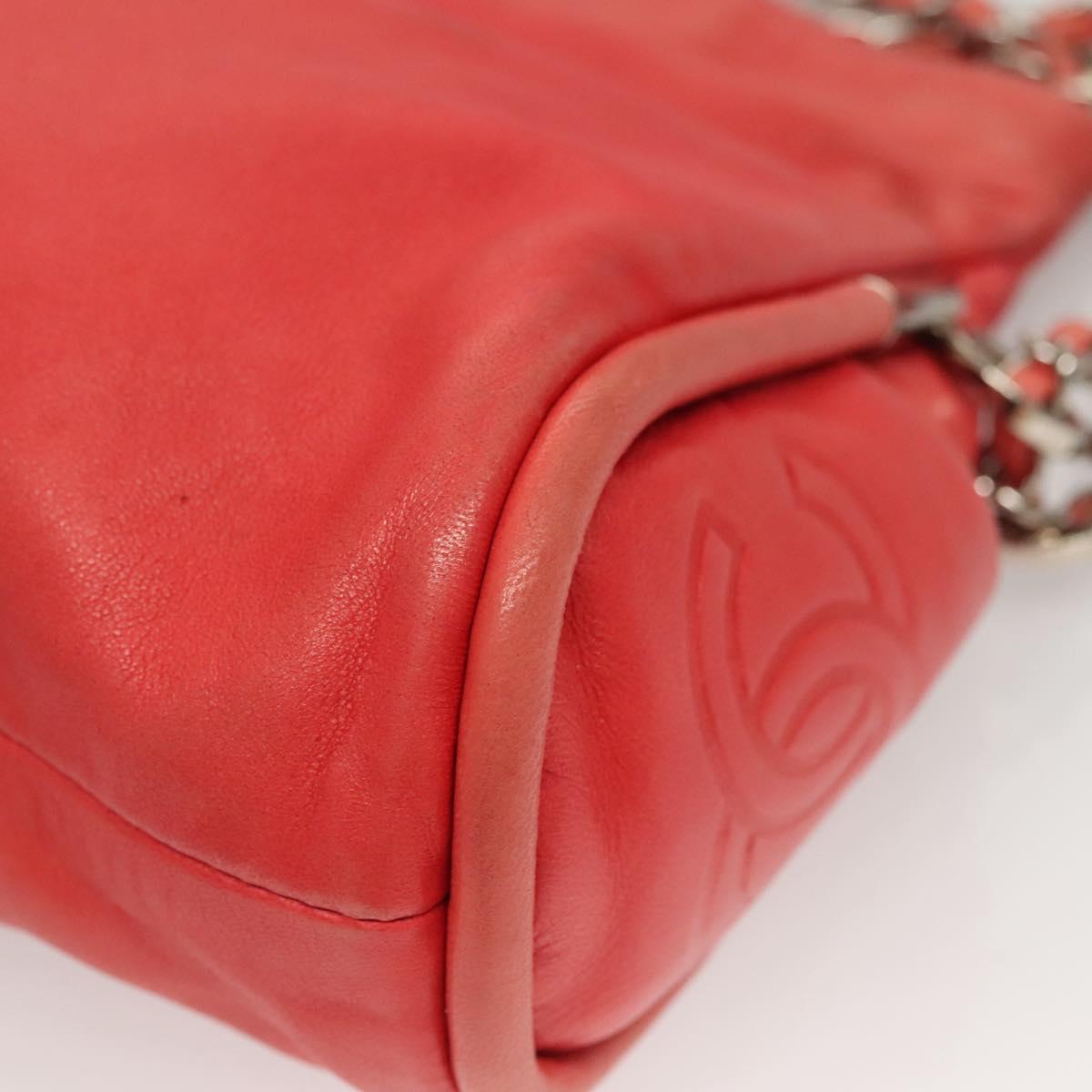 CHANEL Chain Shoulder Bag Lamb Skin Pink Silver CC Auth 136054