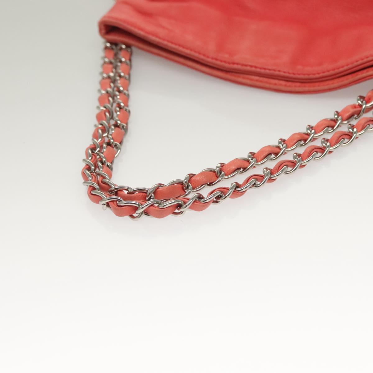 CHANEL Chain Shoulder Bag Lamb Skin Pink Silver CC Auth 136054