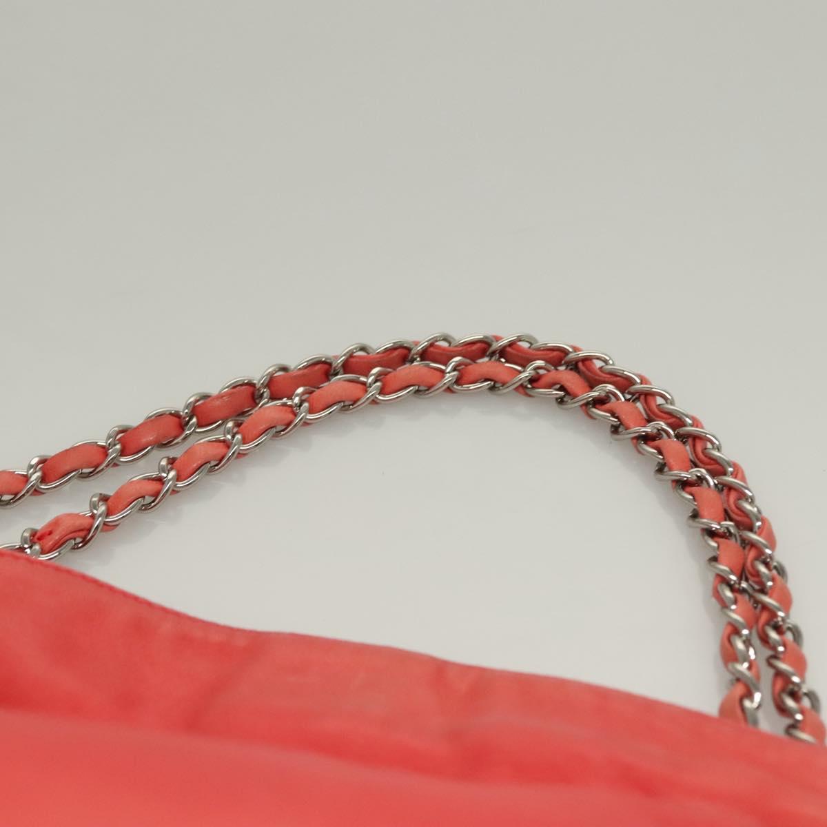 CHANEL Chain Shoulder Bag Lamb Skin Pink Silver CC Auth 136054