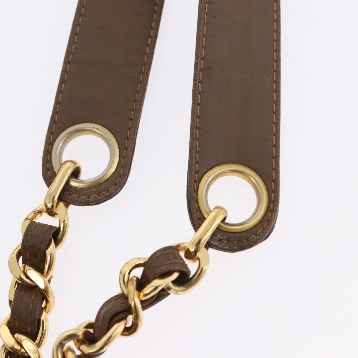 CHANEL Matelasse Chain Tote Bag Patent leather Brown Gold CC Auth 136055