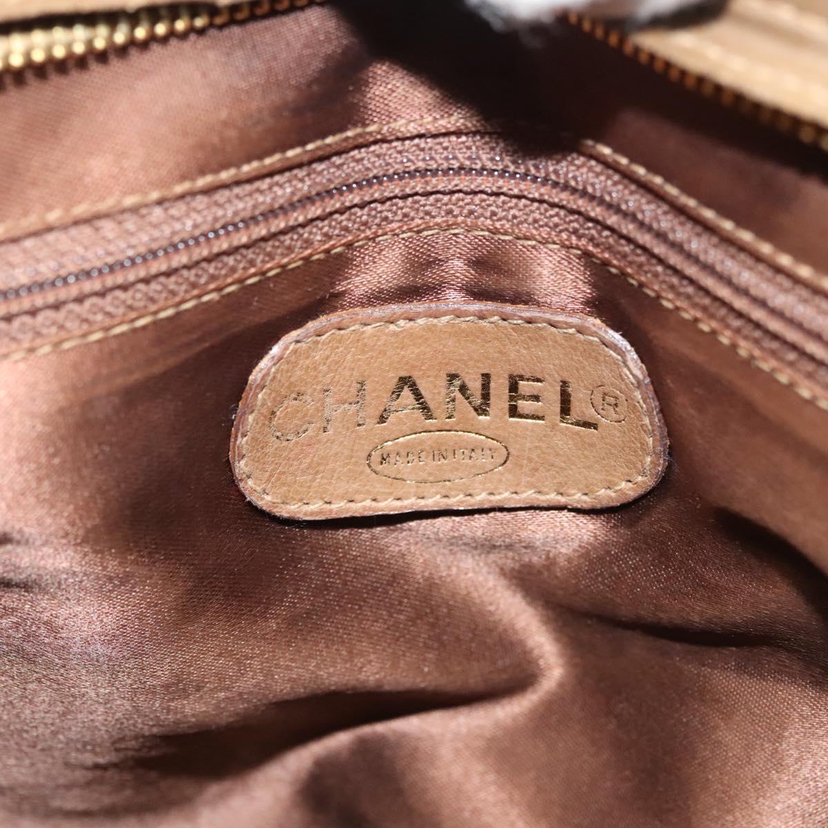 CHANEL Matelasse Chain Tote Bag Patent leather Brown Gold CC Auth 136055