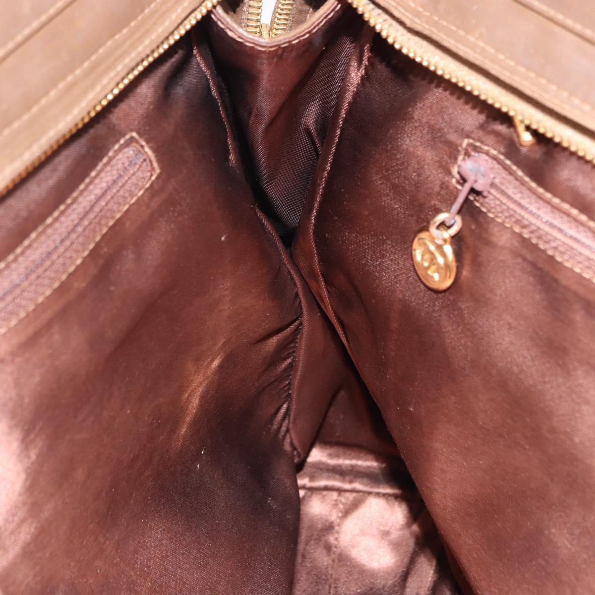 CHANEL Matelasse Chain Tote Bag Patent leather Brown Gold CC Auth 136055