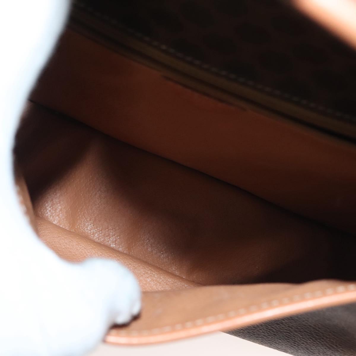 CELINE Macadam Canvas Shoulder Bag PVC Leather Brown Gold Auth 136068