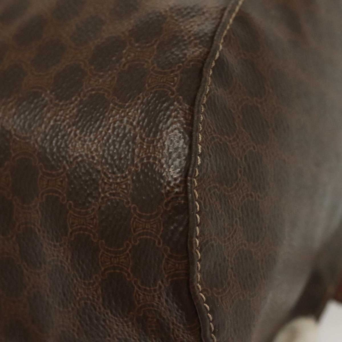 CELINE Macadam Canvas Shoulder Bag PVC Leather Brown Gold Auth 136070