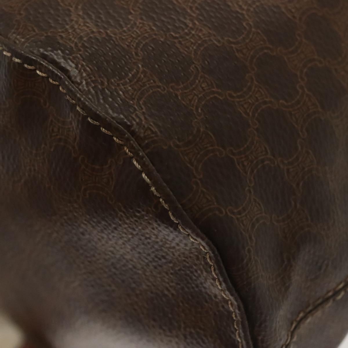 CELINE Macadam Canvas Shoulder Bag PVC Leather Brown Gold Auth 136070