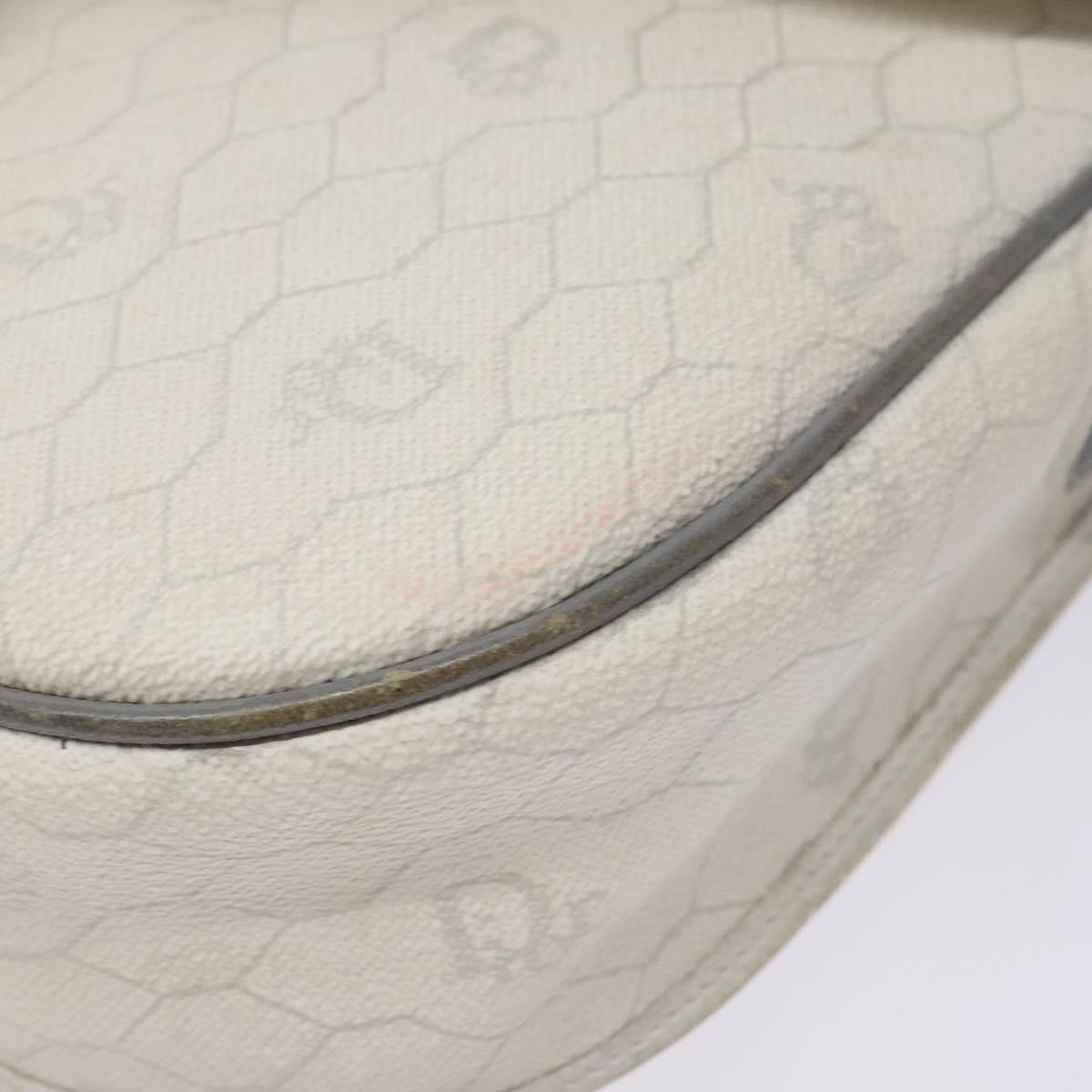 Christian Dior Honeycomb Canvas Shoulder Bag PVC White Gold Auth 136076