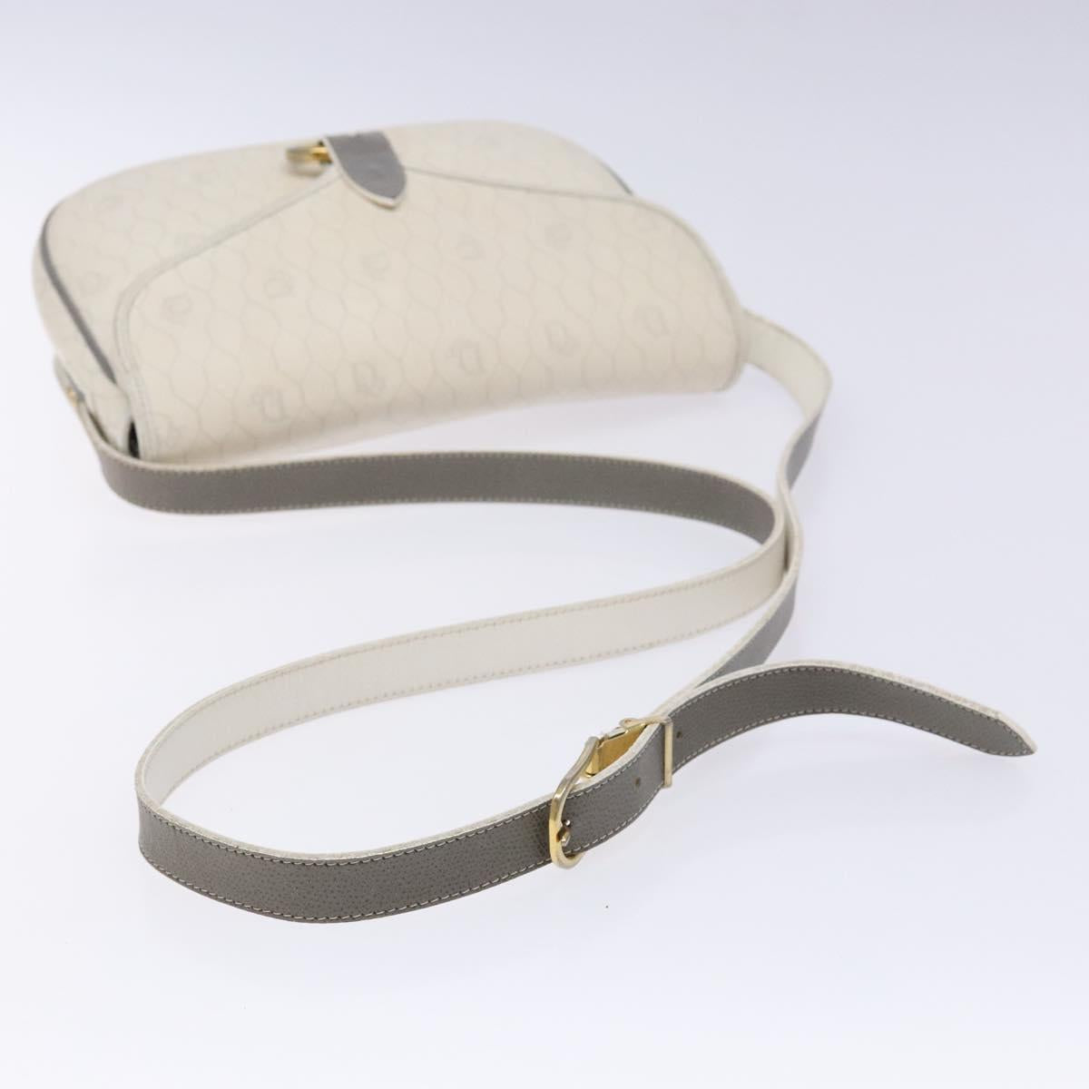 Christian Dior Honeycomb Canvas Shoulder Bag PVC White Gold Auth 136076