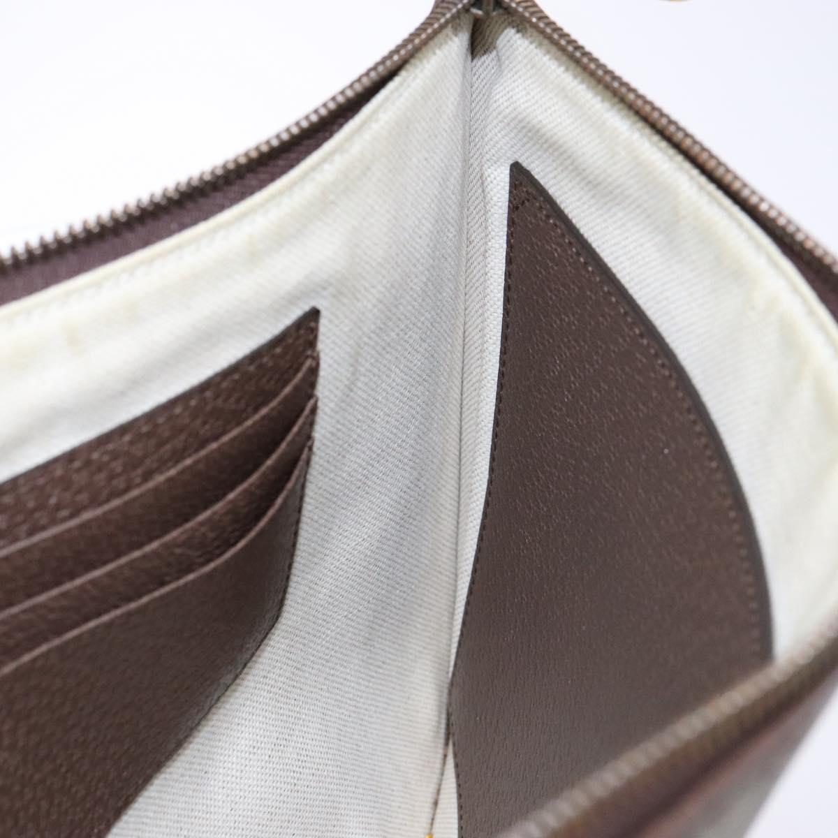 GUCCI GG Supreme Web Sherry Line Clutch Bag PVC Beige Gold 688378 Auth 136081