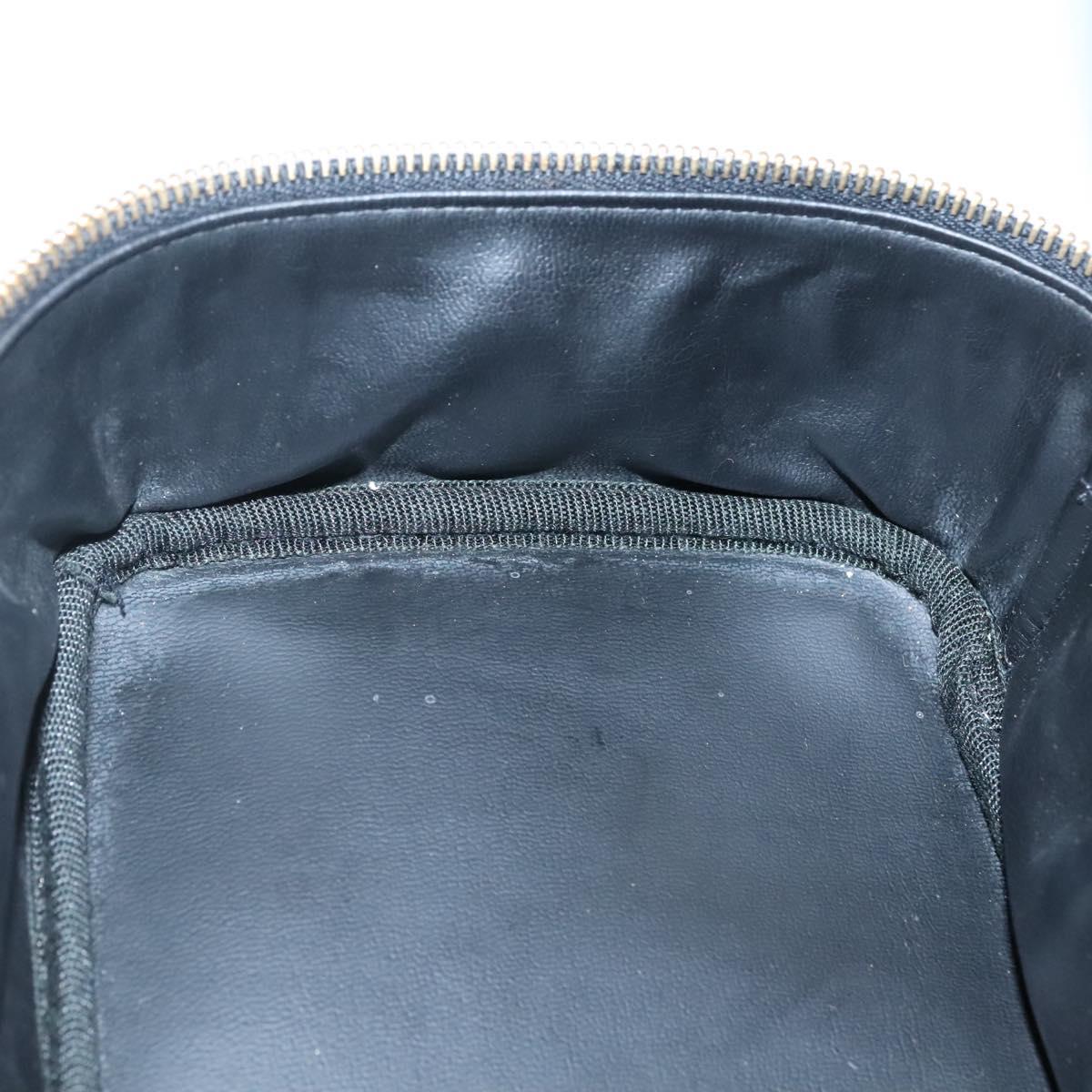 CHANEL Vanity Pouch Patent leather Black Gold CC Auth 136084