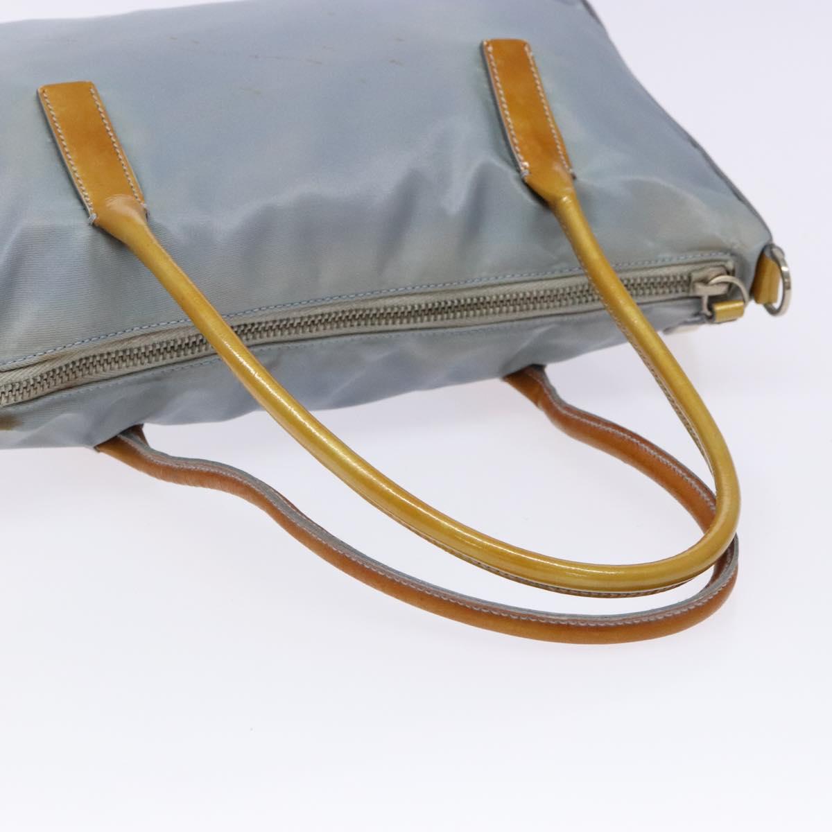 PRADA Hand Bag Nylon Light Blue Auth 136085