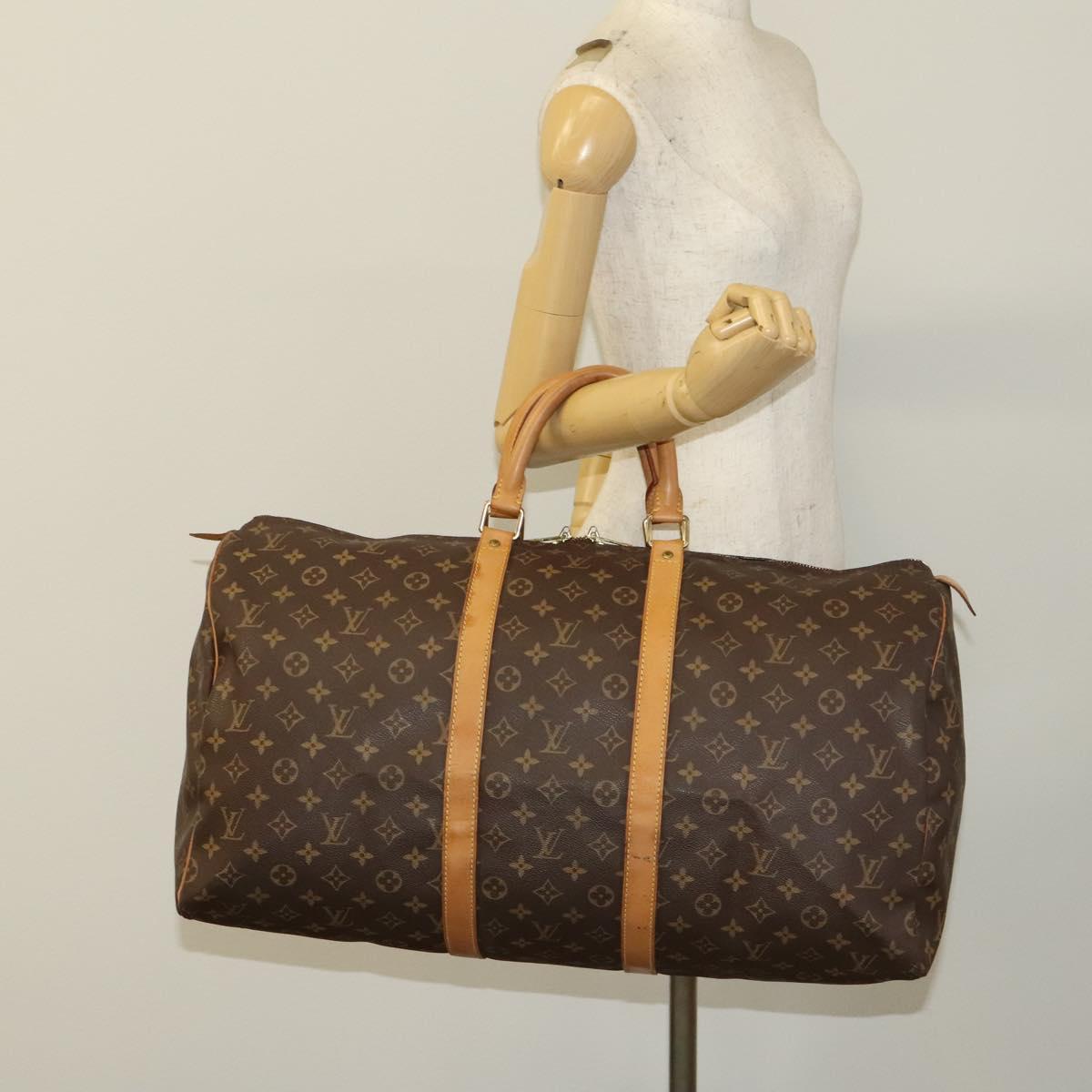 LOUIS VUITTON Monogram Keepall 55 Boston Bag M41424 LV Auth 136102