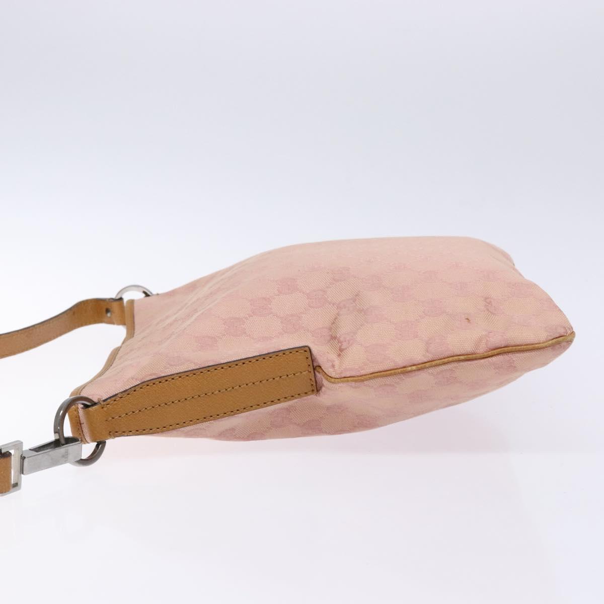 GUCCI GG Canvas Shoulder Bag Pink Silver 113013 Auth 136109