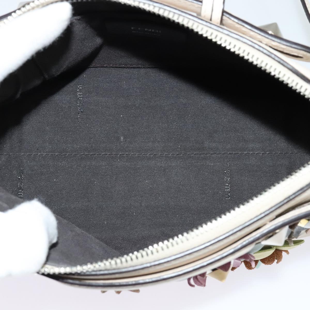FENDI By The Way Hand Bag Leather 2way Beige Gold Auth 136115