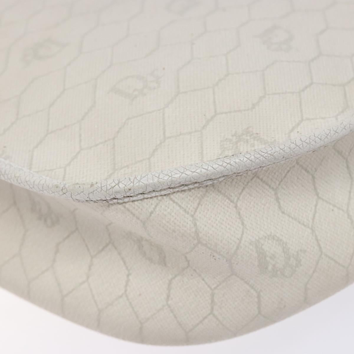 Christian Dior Honeycomb Canvas Shoulder Bag PVC White Gold Auth 136116
